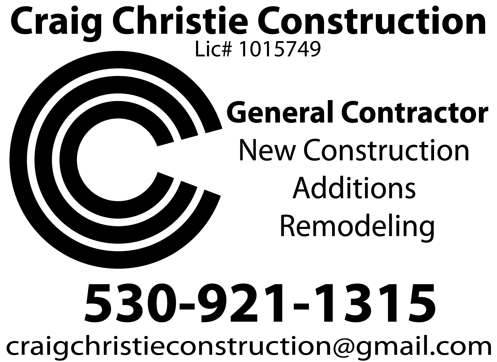 Craig Christie Construction sign